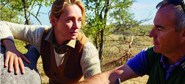 Uma Thurman salva un rinoceronte: “E’ stata un’esperienza spirituale e surreale”