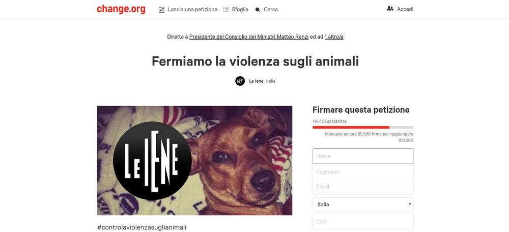 Dopo i servizi su Angelo e Pilù, “Le Iene” lanciano una petizione online contro la violenza sugli animali [VIDEO]
